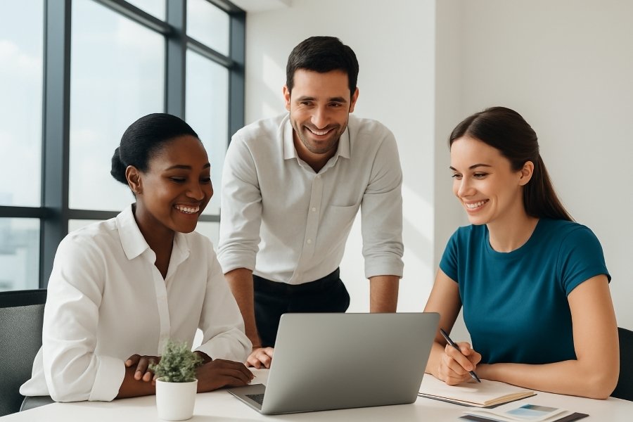 Entrepreneurs discutant, en visio,de la stratégie en matière de capital humain des PME